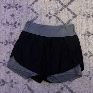 COOrun Women’s Athletic Running Shorts Black Gray Zip Pocket Size M